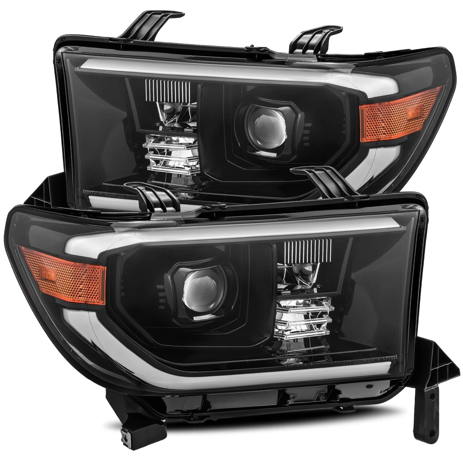 AlphaRex Dual LED Projector Headlights Toyota Tundra (07-13) LUXX Series w/ DRL Light Tube - Black / Chrome