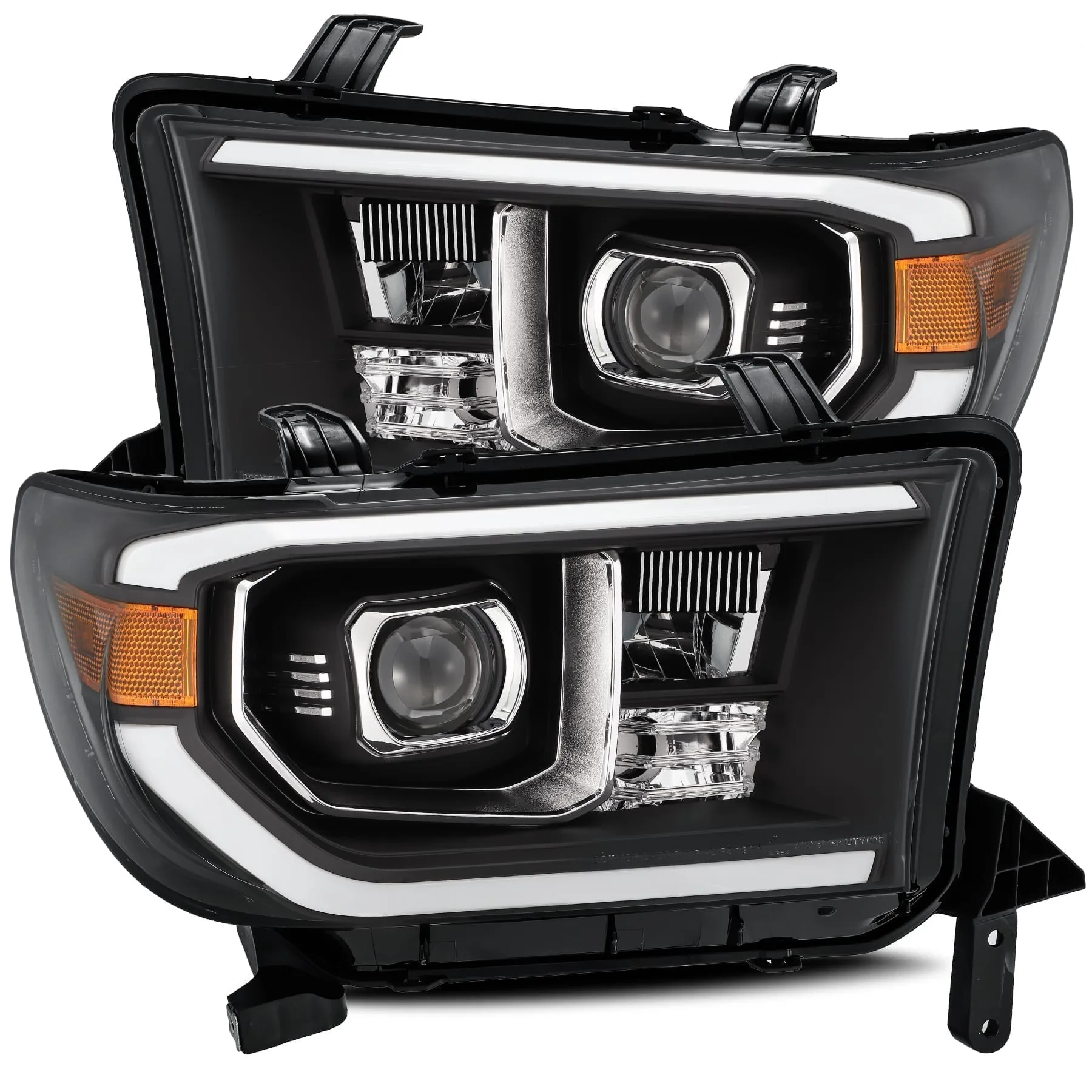 AlphaRex Dual LED Projector Headlights Toyota Tundra (07-13) LUXX Series w/ DRL Light Tube - Black / Chrome