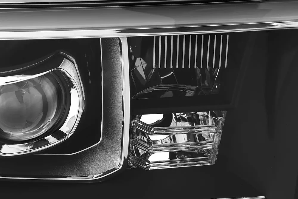 AlphaRex Dual LED Projector Headlights Toyota Tundra (07-13) LUXX Series w/ DRL Light Tube - Black / Chrome