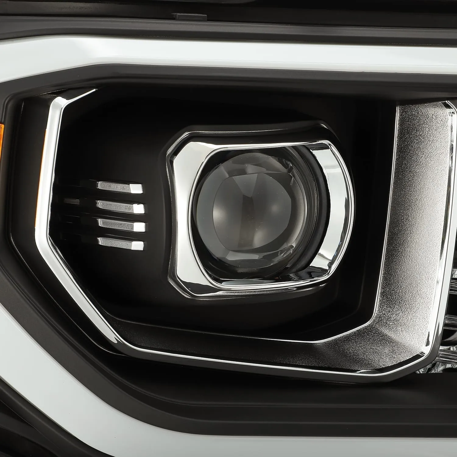 AlphaRex Dual LED Projector Headlights Toyota Tundra (07-13) LUXX Series w/ DRL Light Tube - Black / Chrome