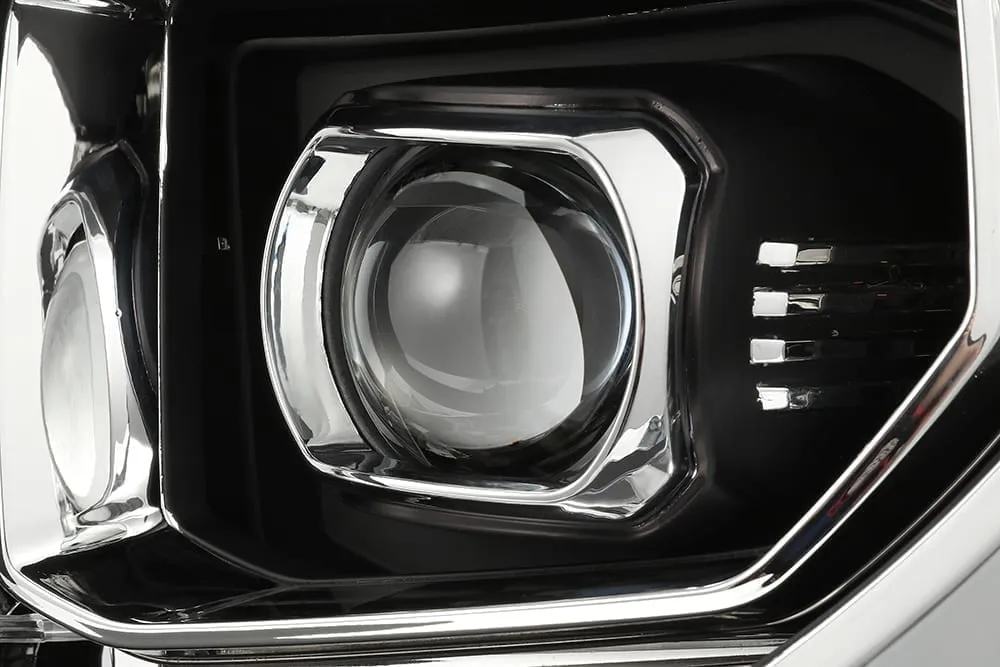 AlphaRex Dual LED Projector Headlights Toyota Tundra (2014-2021) LUXX Series w/ Sequential Turn Signal - Black / Jet Black