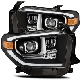 AlphaRex Dual LED Projector Headlights Toyota Tundra (2014-2021) LUXX Series w/ Sequential Turn Signal - Black / Jet Black