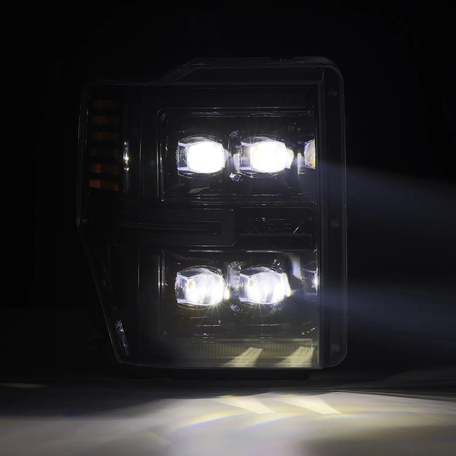 AlphaRex LED Projector Headlights Ford Excursion (08-10) [3D Ice-Cube LED - NOVA Series w/ DRL] Alpha-Black or Black