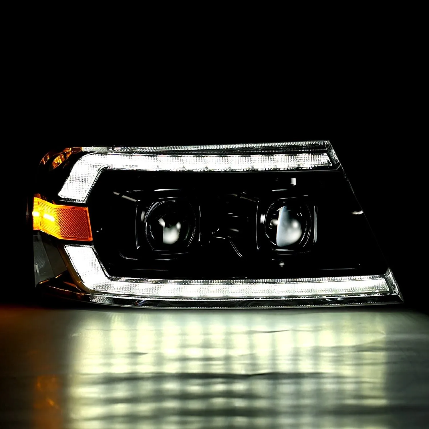 AlphaRex LED Projector Headlights Ford F150 (04-08) [LUXX Series - DRL Light Tube] Black / Chrome / Alpha-Black