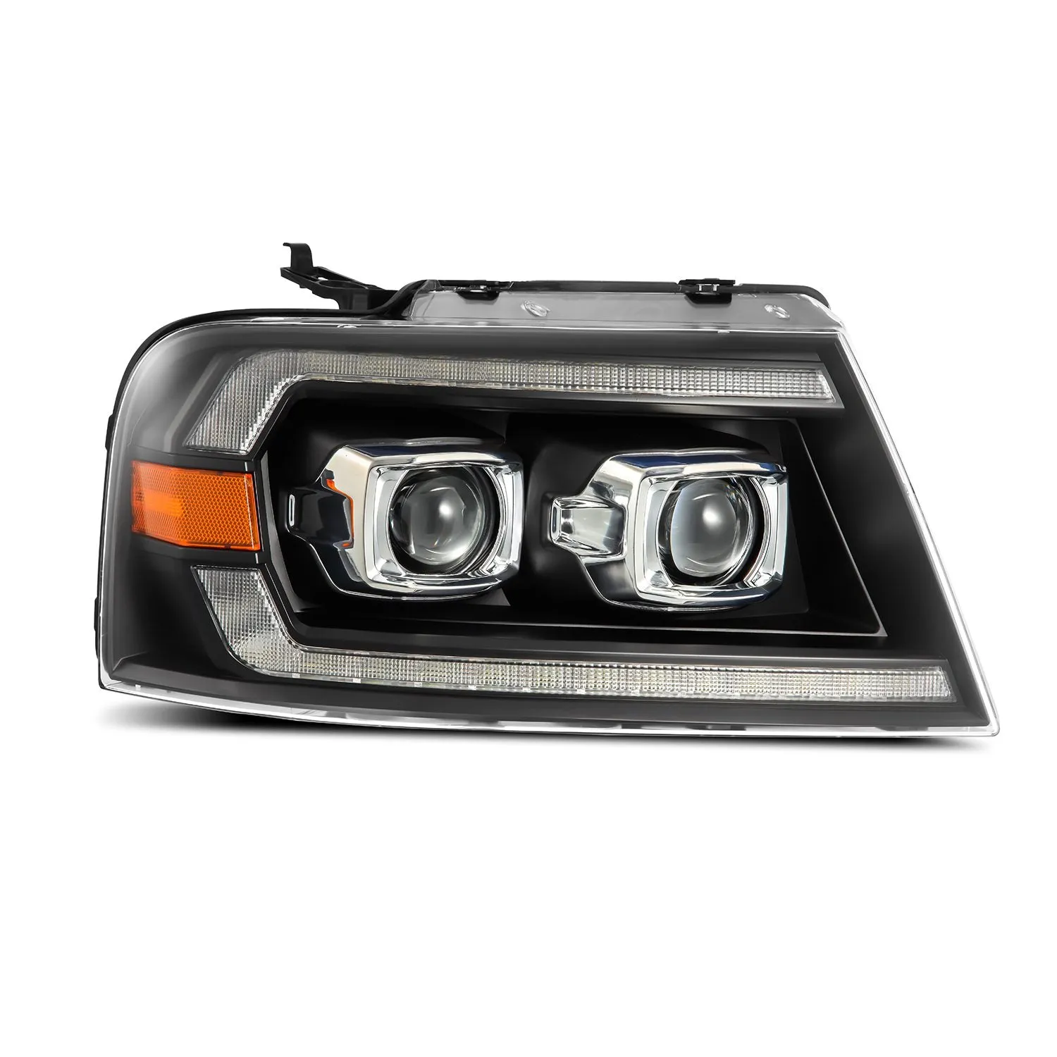 AlphaRex LED Projector Headlights Ford F150 (04-08) [LUXX Series - DRL Light Tube] Black / Chrome / Alpha-Black