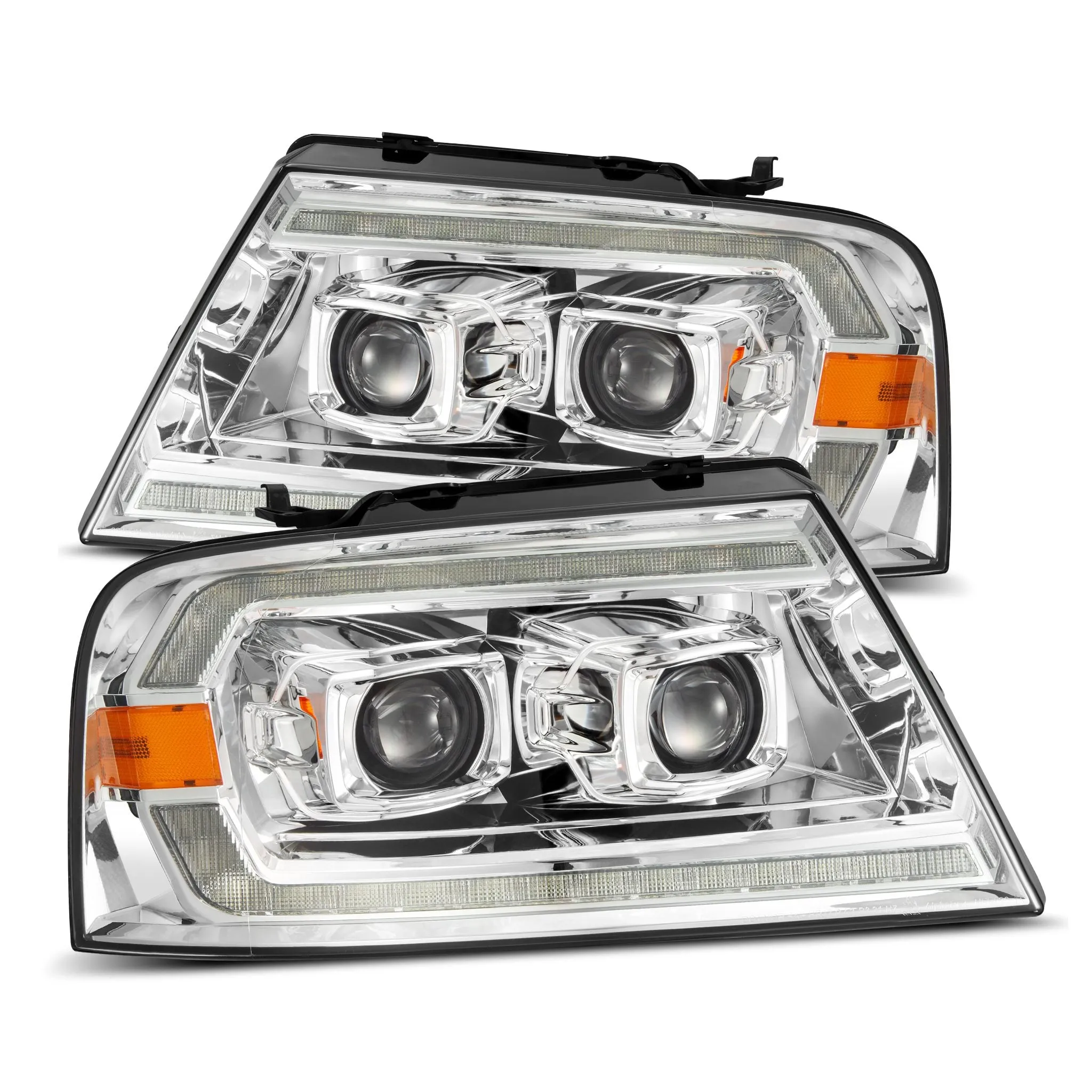 AlphaRex LED Projector Headlights Ford F150 (04-08) [LUXX Series - DRL Light Tube] Black / Chrome / Alpha-Black