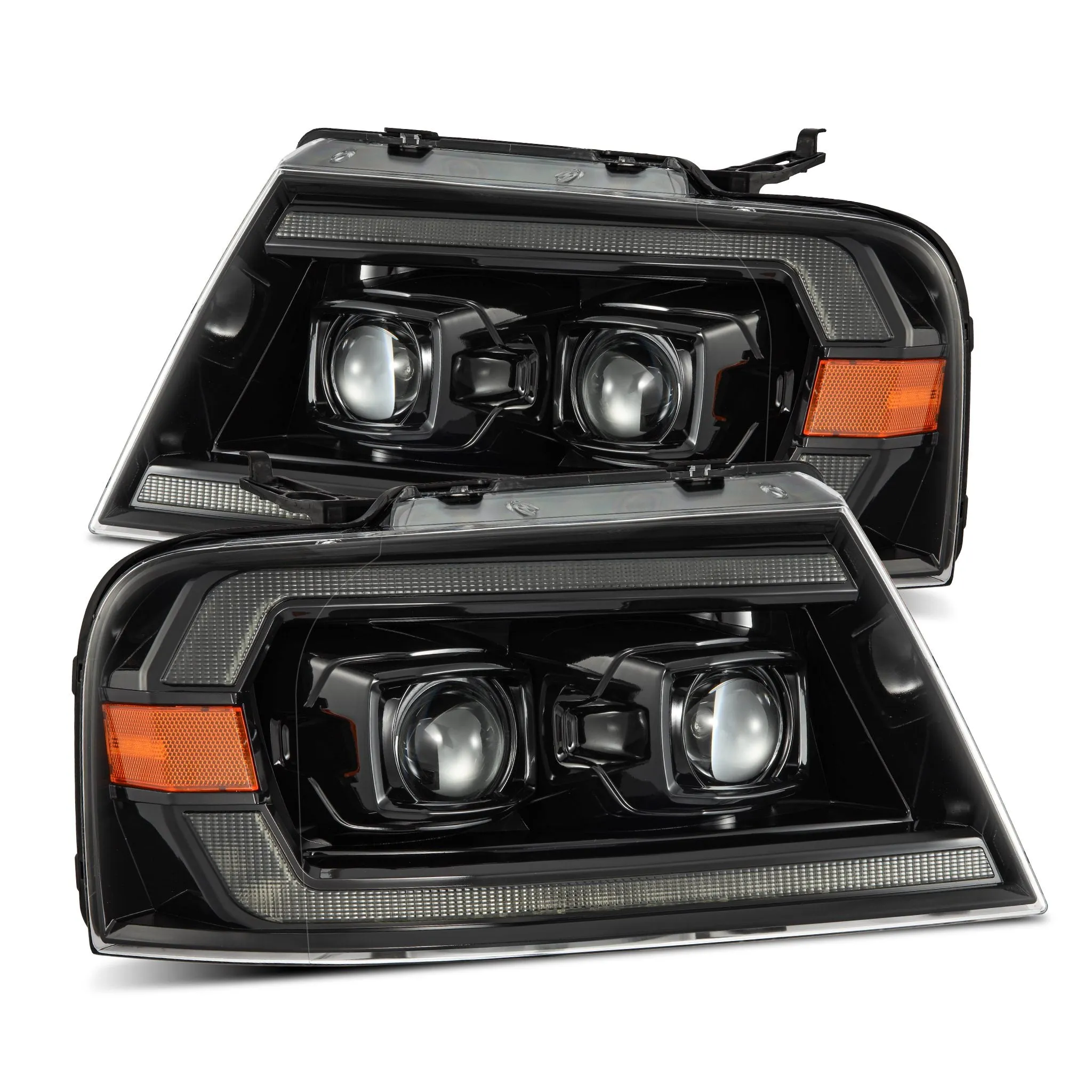AlphaRex LED Projector Headlights Ford F150 (04-08) [LUXX Series - DRL Light Tube] Black / Chrome / Alpha-Black