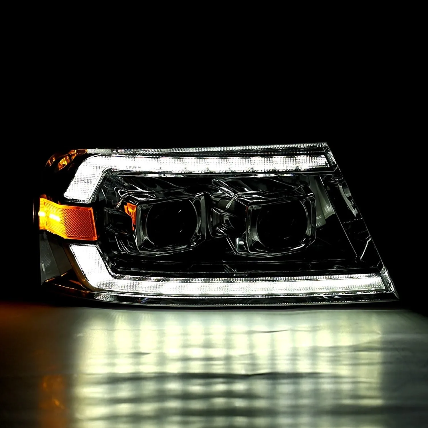 AlphaRex LED Projector Headlights Ford F150 (04-08) [LUXX Series - DRL Light Tube] Black / Chrome / Alpha-Black