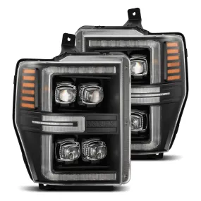 AlphaRex LED Projector Headlights Ford Super Duty (08-10) [3D Ice-Cube LED - NOVA Series w/ DRL] Alpha-Black or Black