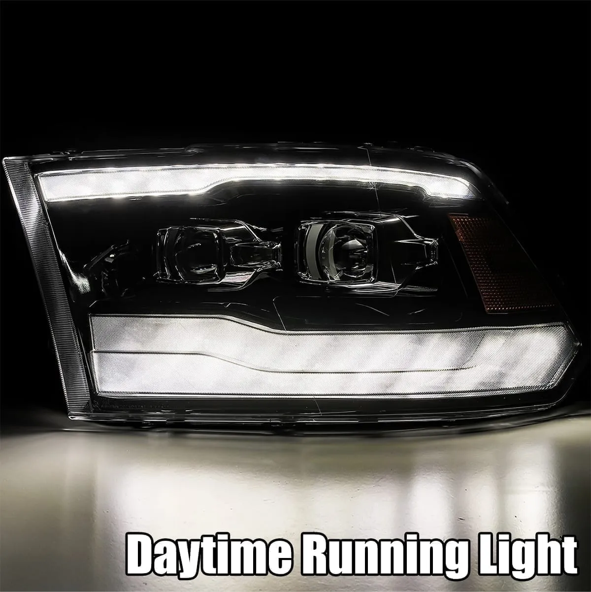 AlphaRex Projector Headlights Ram 1500 2500 3500 (09-18) Pro Series - Sequential Turn - Alpha-Black