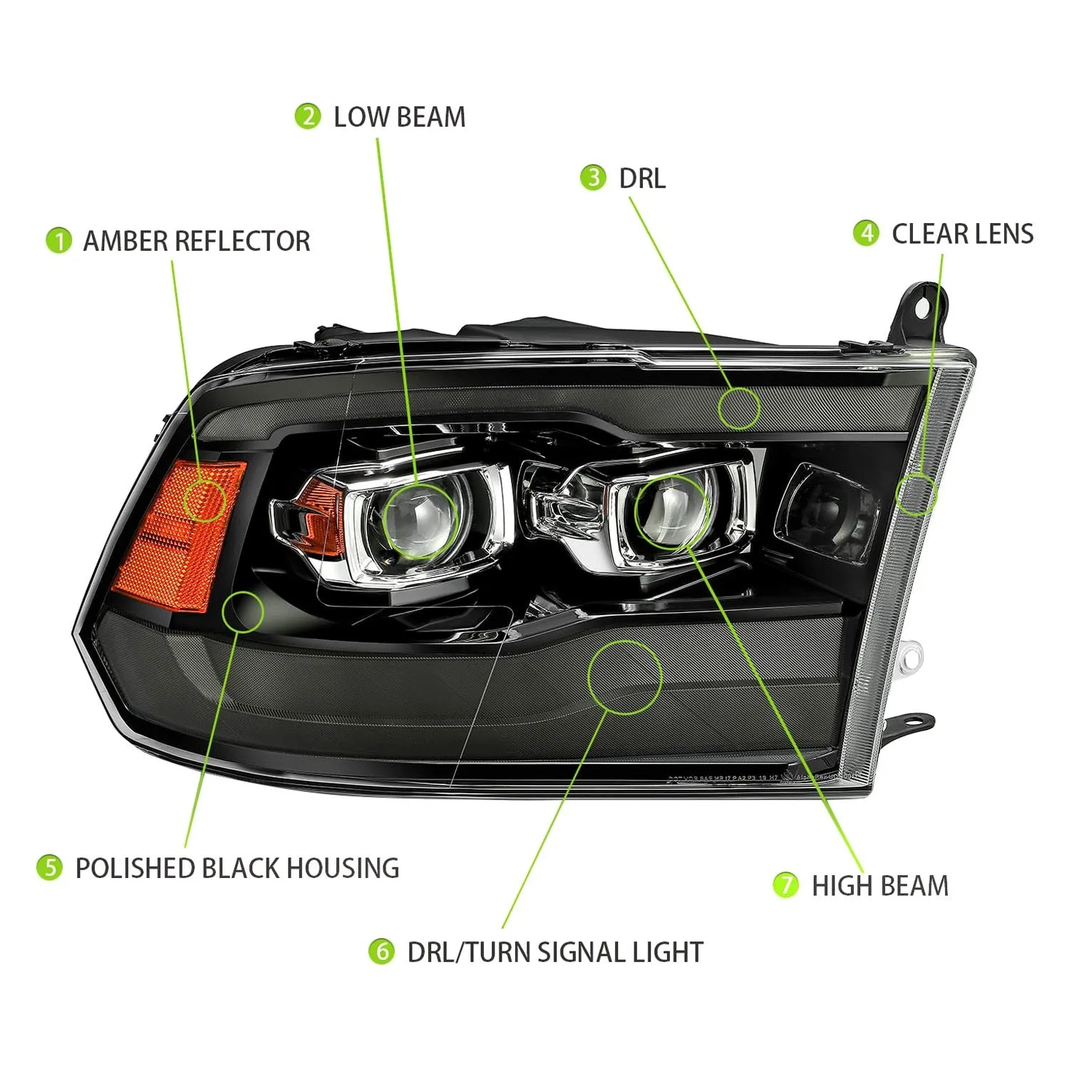 AlphaRex Projector Headlights Ram 1500/2500/3500 (09-18) Pro Series - Sequential - 5th Gen 2500 or G2 Style