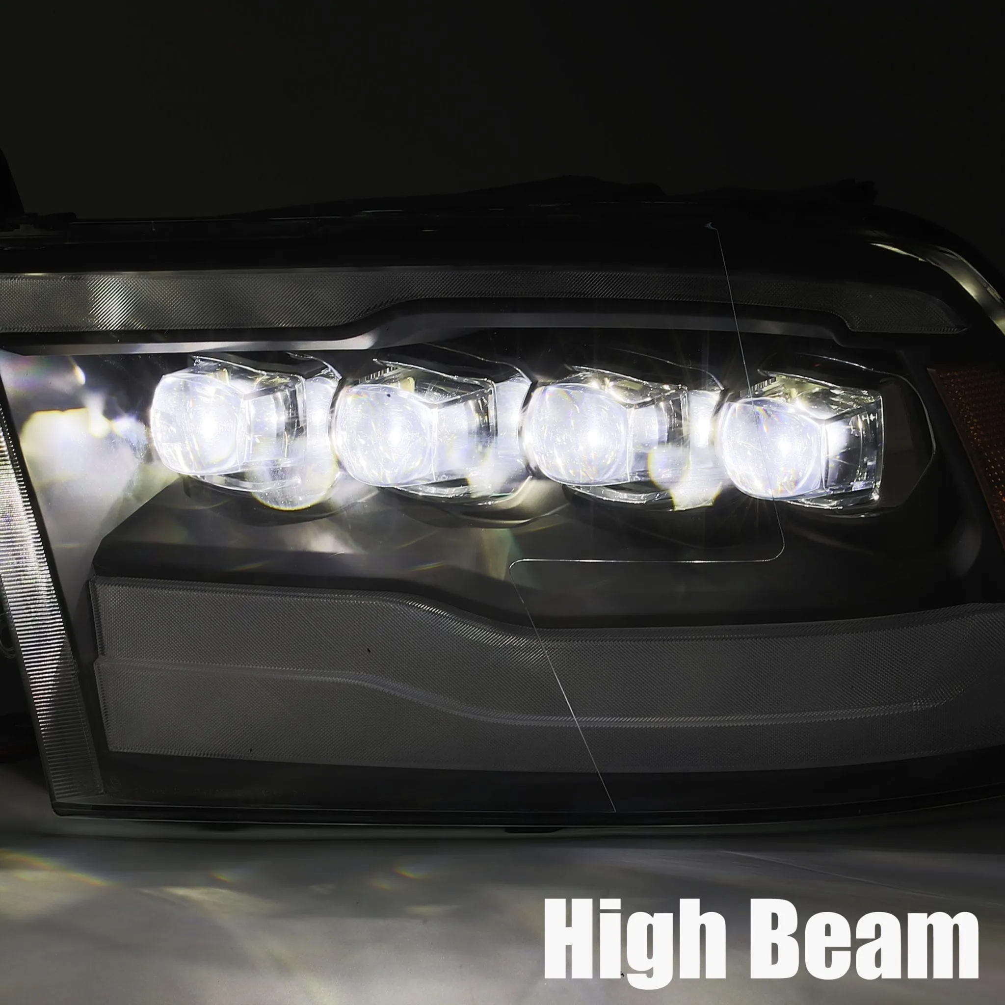 AlphaRex Quad 3D LED Projector Headlights Ram Truck [Nova Series] (09-18) Alpha-Black / Jet Black / Chrome