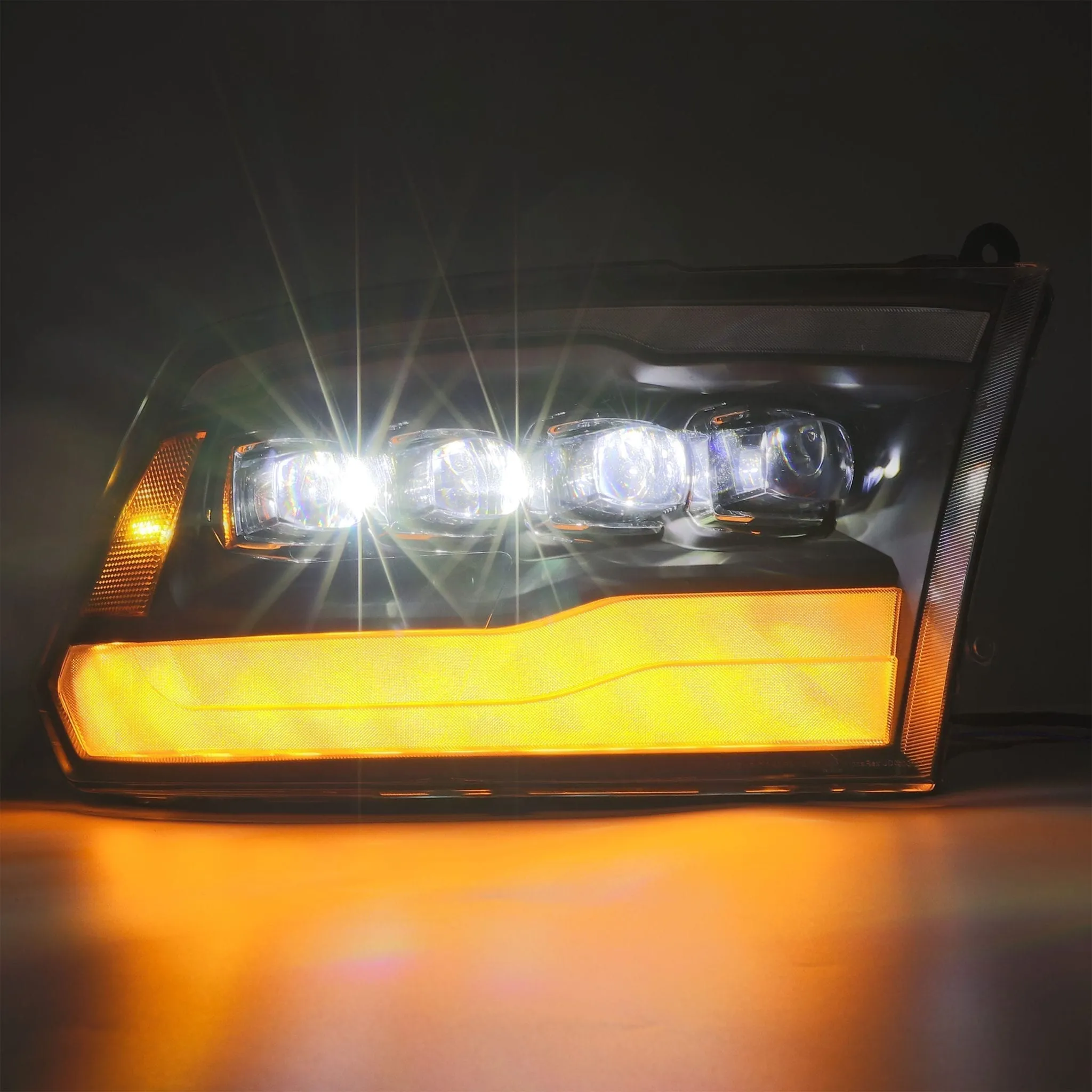 AlphaRex Quad 3D LED Projector Headlights Ram Truck [Nova Series] (09-18) Alpha-Black / Jet Black / Chrome