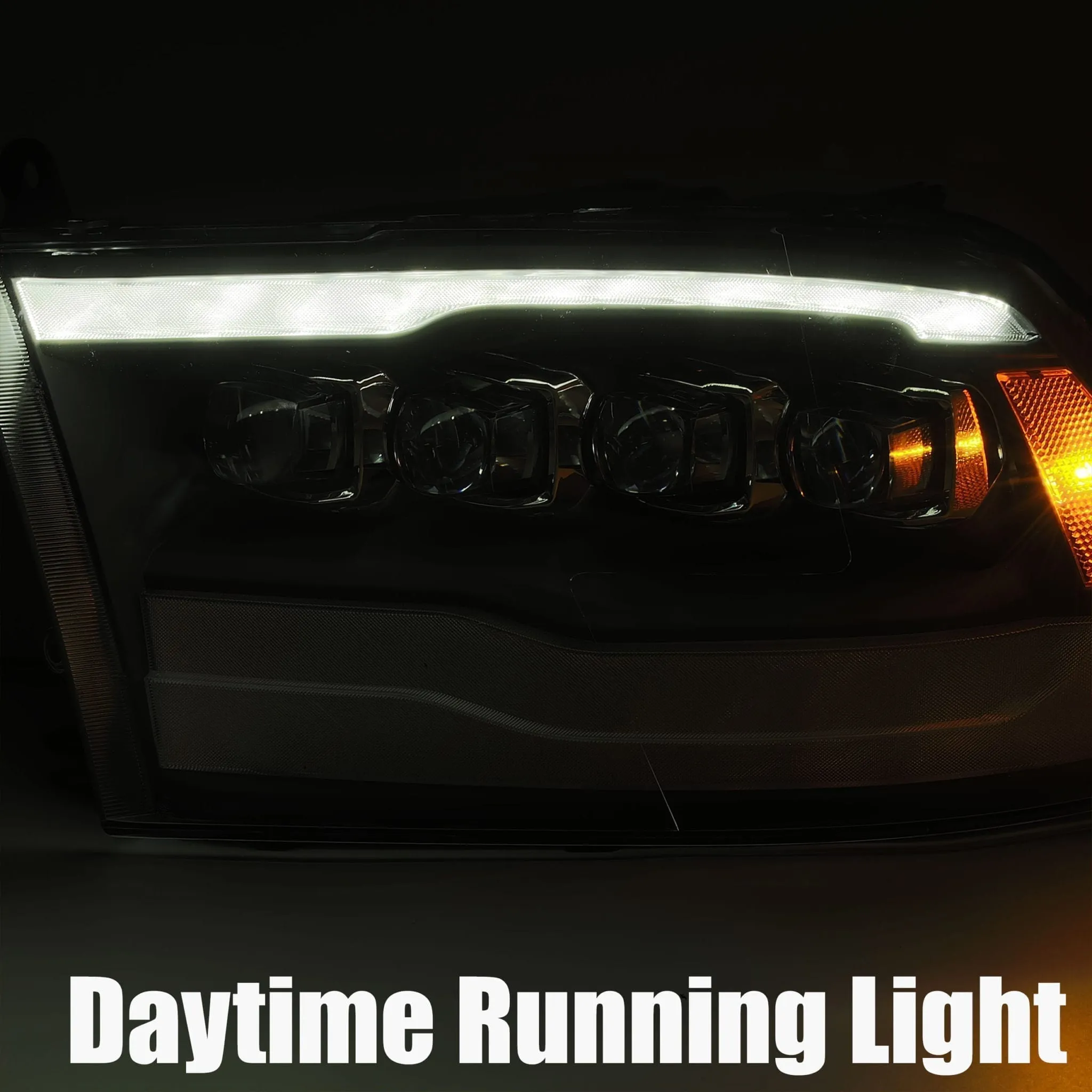 AlphaRex Quad 3D LED Projector Headlights Ram Truck [Nova Series] (09-18) Alpha-Black / Jet Black / Chrome