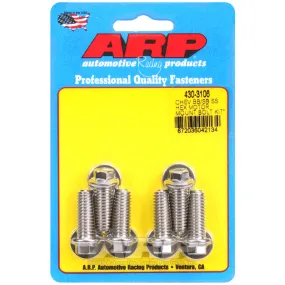 ARP Motor Mount Bolt Kit - Hex Head - Polished - Mount to Block - Energy Suspension Mounts - GM V6 / V8 - Set of 6