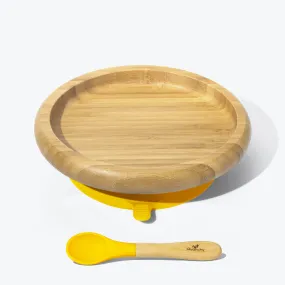 Avanchy Bamboo Suction Baby Plate   Spoon - Yellow
