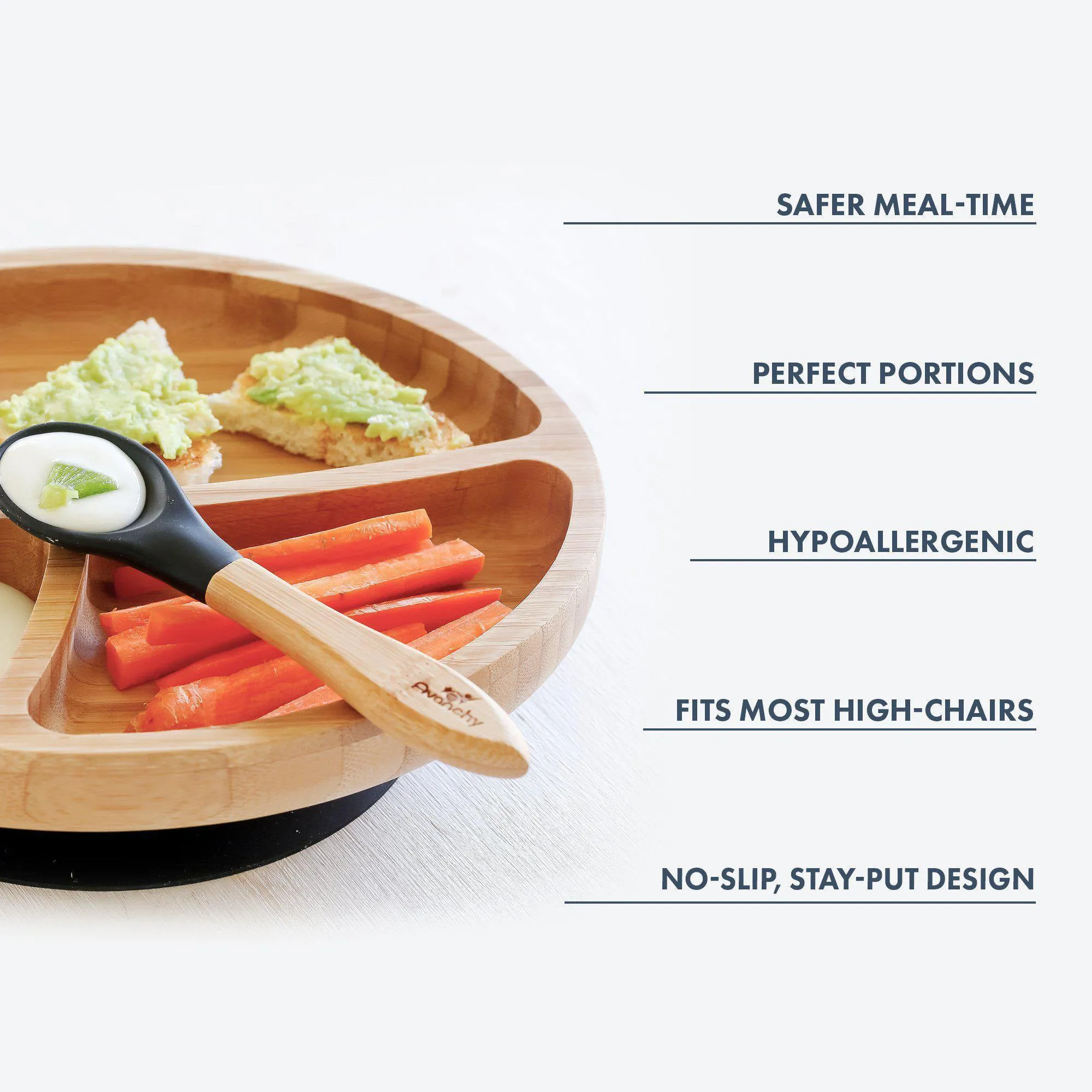 Avanchy Bamboo Suction Toddler Plate   Spoon - Green