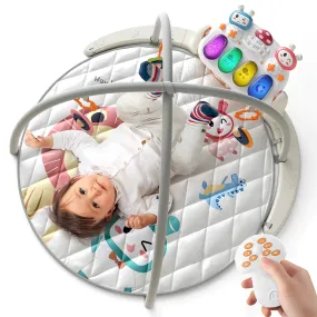Baby gym play mat, activity gym with music and lights remote control bluetooth play piano gym for newborn baby 0 Month 