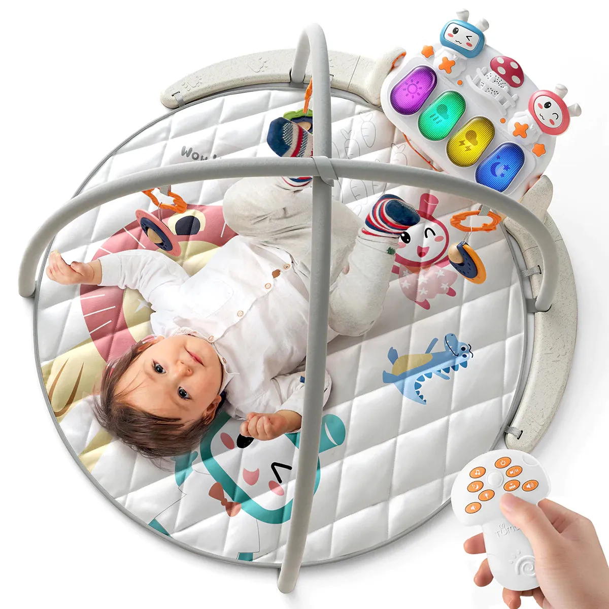 Baby gym play mat, activity gym with music and lights remote control bluetooth play piano gym for newborn baby 0 Month 