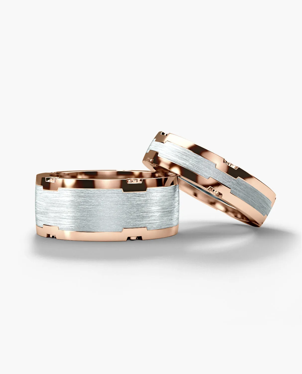 CABARRUS Two-Tone Gold Matching Wedding Band Set