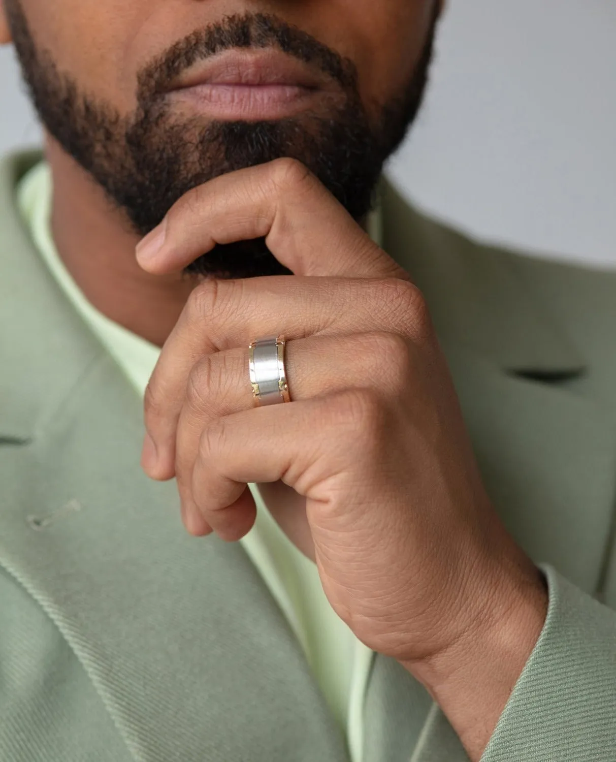 CABARRUS Two-Tone Gold Matching Wedding Band Set