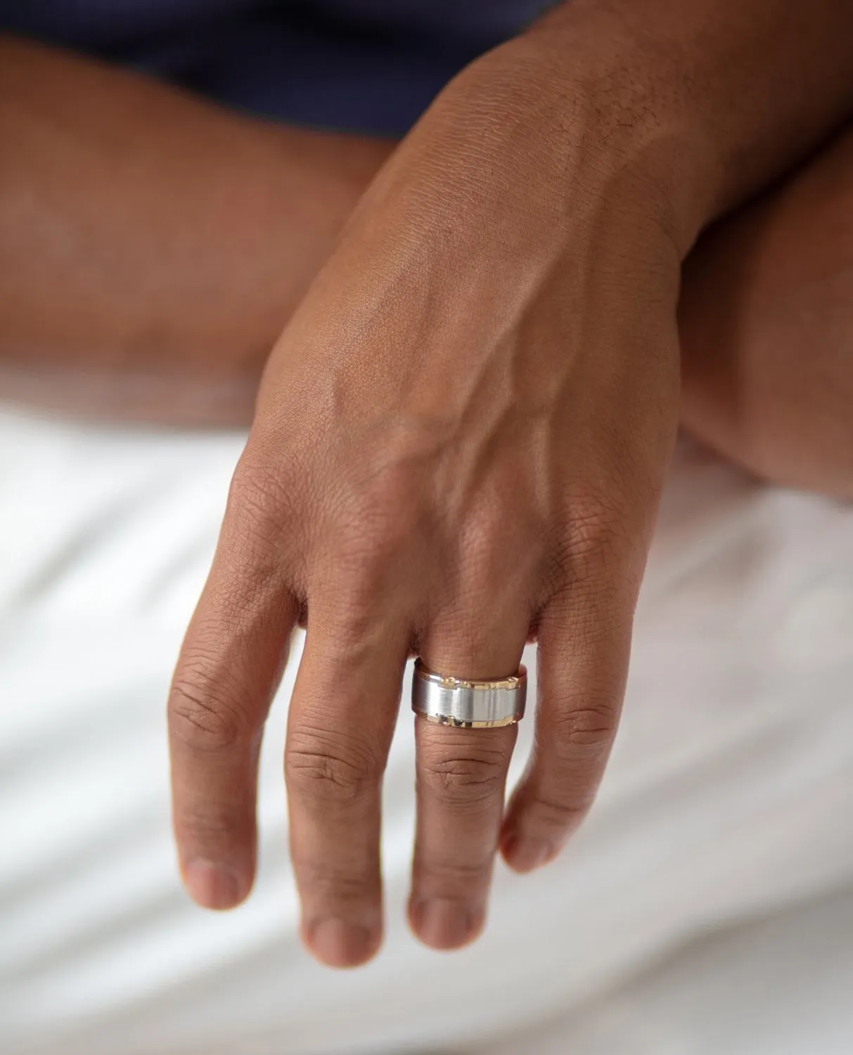 CABARRUS Two-Tone Gold Matching Wedding Band Set