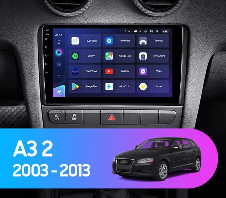 Car Dealz Elite 4G Data Model 10.2" Android 10.0 For Audi A3 2 8P 2003 - 2013 S3 2 2006 - 2012 GPS Bluetooth Car Player Navigation Radio Stereo DVD Head Unit In Dash Plus OEM Fascia