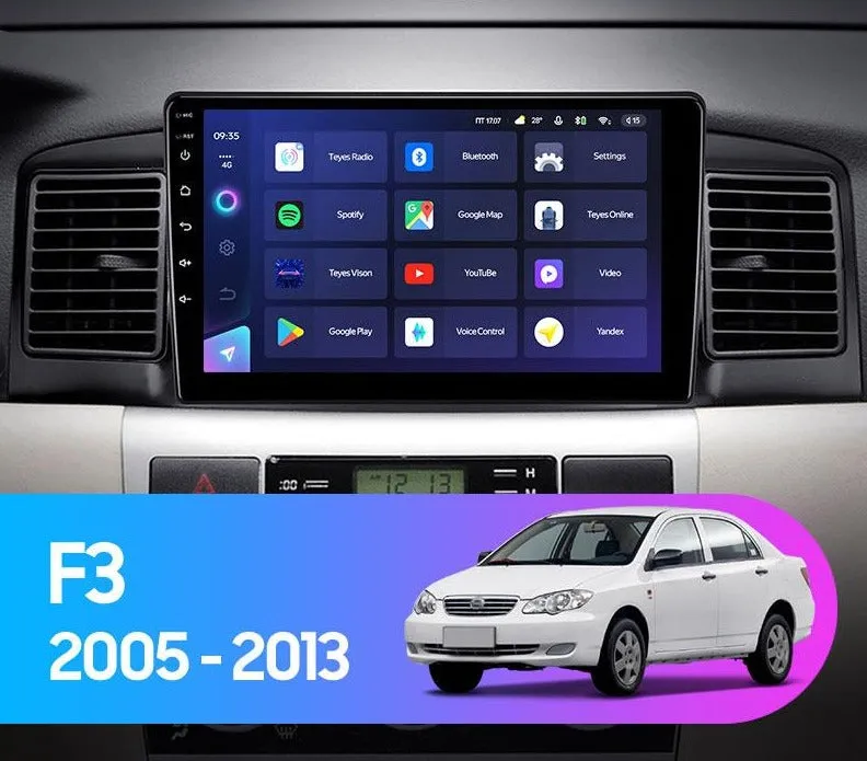 Car Dealz Elite 4G Data Model 10.2" Android 12.0 BYD F3 1 2005 - 2013 In Dash Plus OEM Fascia