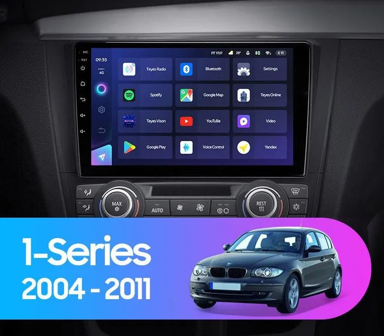 Car Dealz Elite 4G Data Model 10.2" Android 12.0 For BMW 1-Series 1 Series E88 E82 E81 E87 2004 - 2011 In Dash Plus OEM Fascia