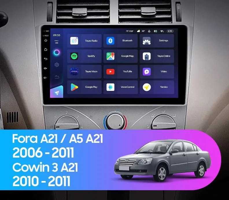 Car Dealz Elite 4G Data Model 10.2" Android 12.0 For Chery Fora A5 A21 Cowin 3 A21 Estina 2006-2011 In Dash Plus OEM Fascia