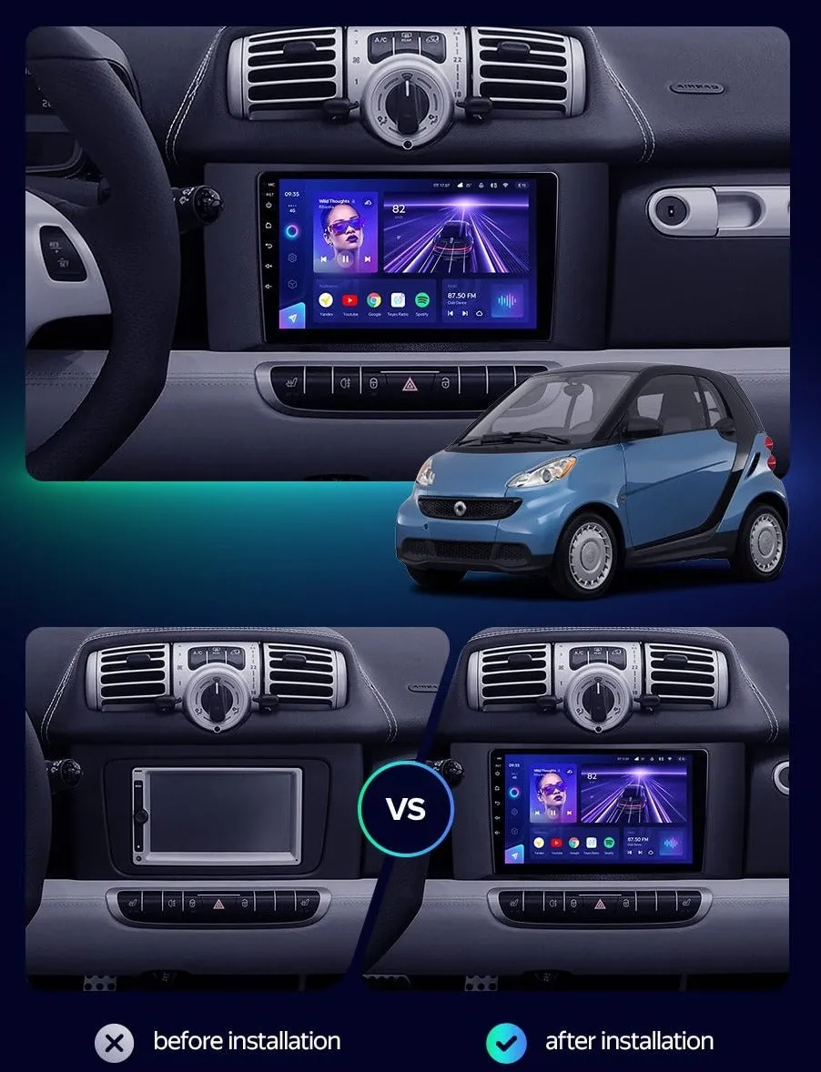 Car Dealz Elite 4G Data Model 10.2" Android 12.0 For Mercedes Benz Smart Fortwo 2 2010 - 2015 In Dash Plus OEM Fascia