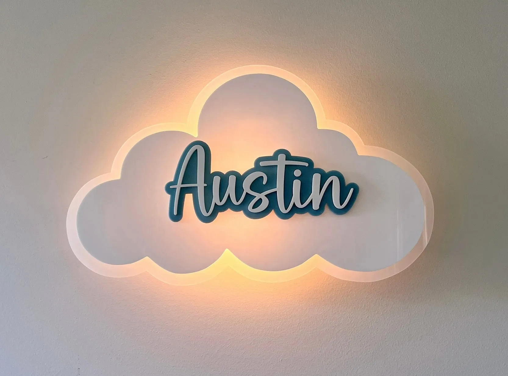 Custom Acrylic Cloud Name with LED rechargeable night light