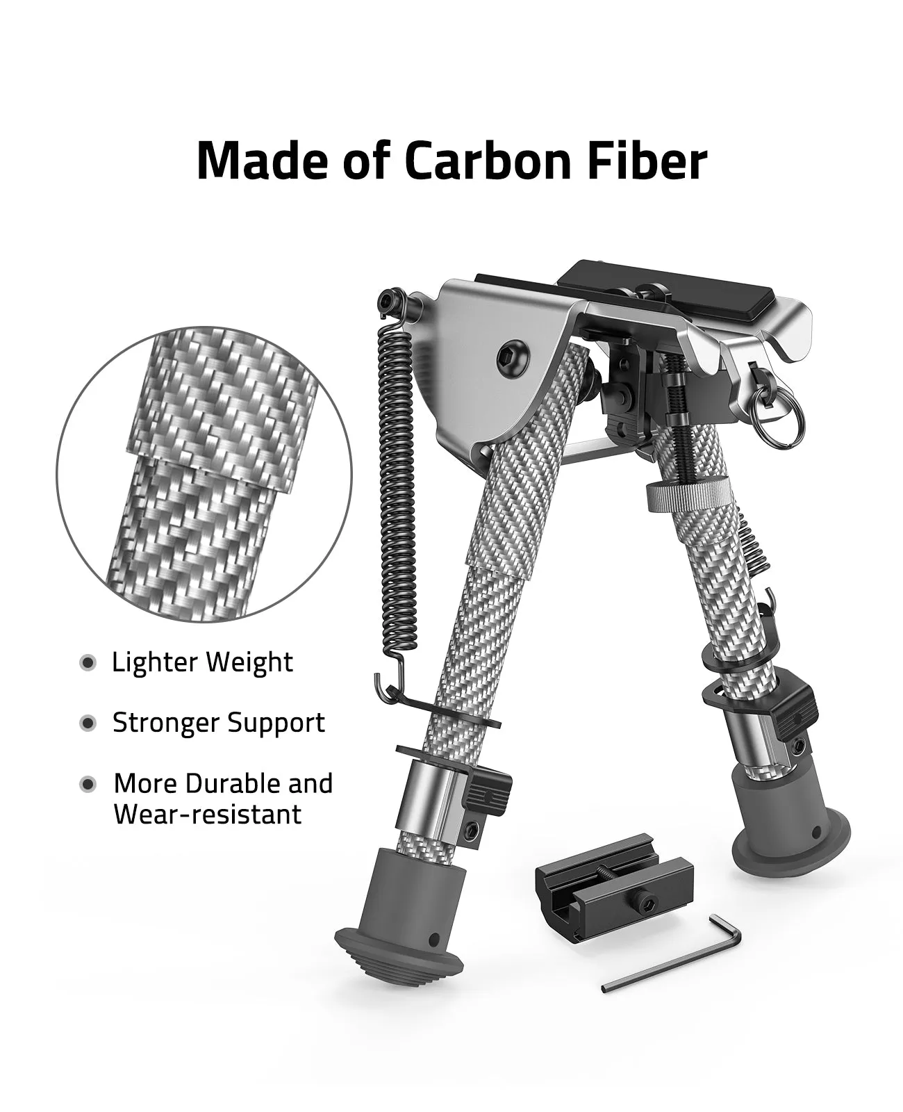 Cvlife 6-9 Inches Carbon Fiber Silver Bipod Picatinny Bipod with Adapter - Global
