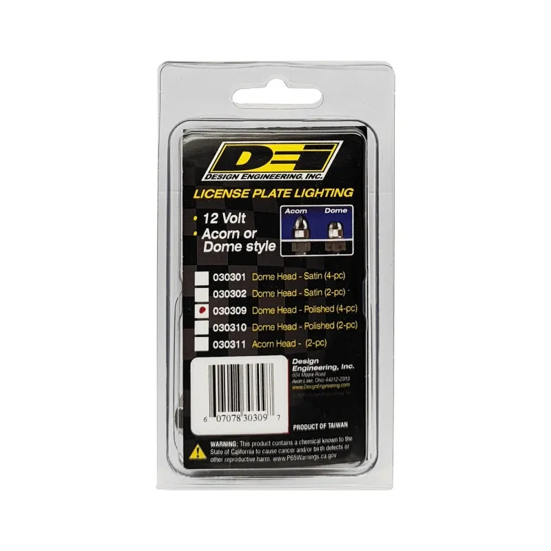 DEI Lite'N Boltz License Plate Bolt Kit - Dome Head - LED Lighted - Stainless - Polished (Set of 4)