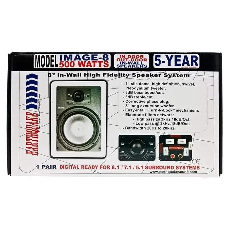 Earthquake Sound Image Center Channel   Pair 2-Way 8" In-Wall Speaker