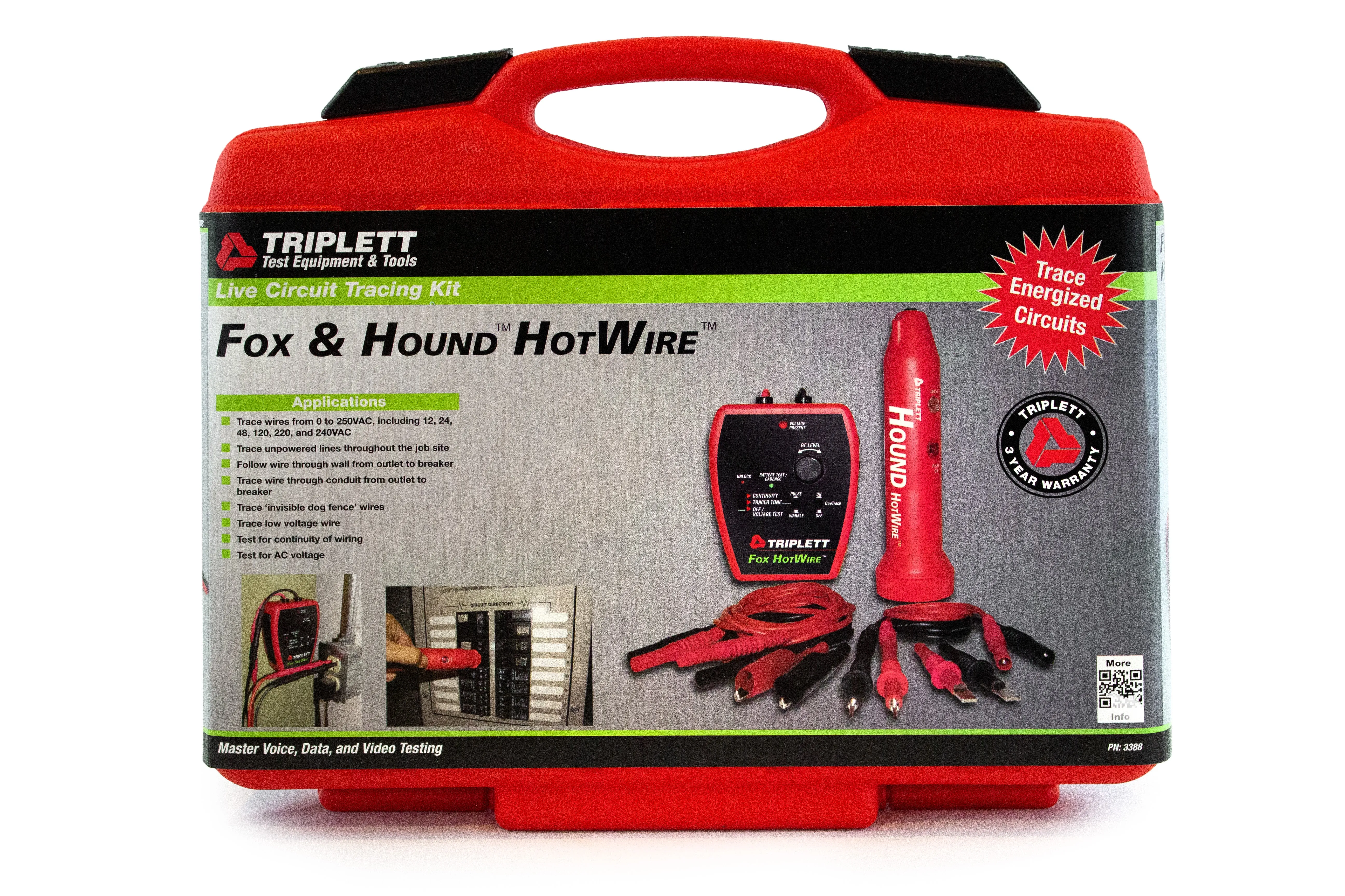 Fox & Hound HotWire™ Live Wire Tone & Probe Kit: Trace Live 120/220VAC Power Lines - (3388)