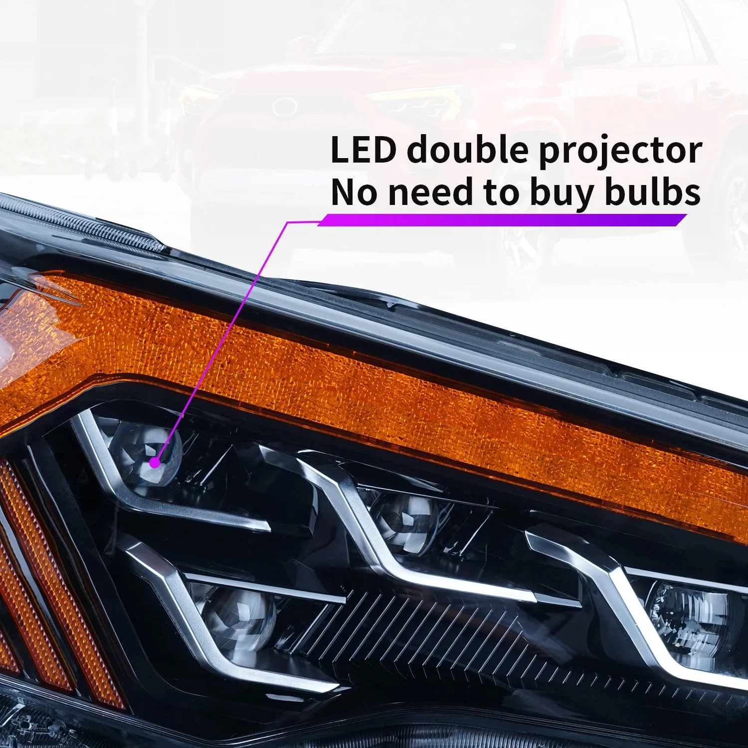 Full LED Headlights Assembly For Toyota 4Runner 2014-2020, One pair (4 PROJECTORS)