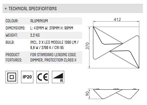Grossmann Delta Wall / Ceiling Light In Aluminium - ID 7615 - CLEARANCE