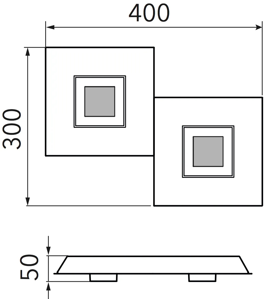 Grossmann KARREE Aluminium Two Lamp Wall / Ceiling Light - Colour Frame Options