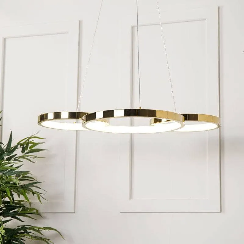 Hawaii LED Pendant 3 Ring Ceiling Light - Gold