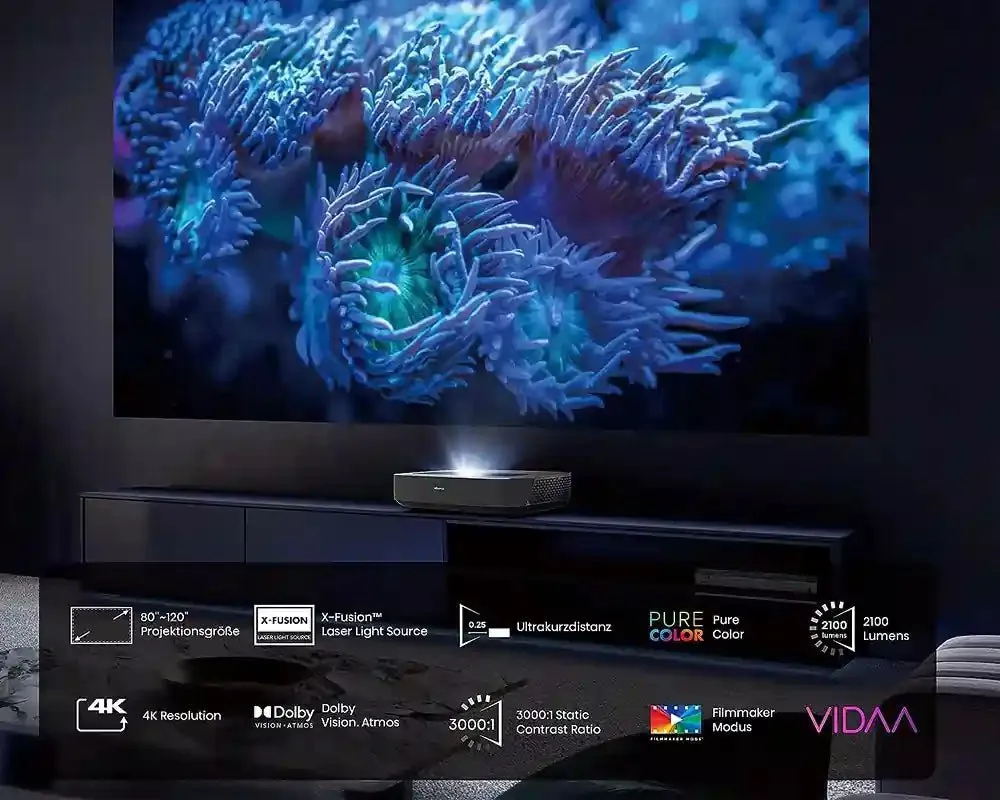 Hisense PL1TUKSE 4K Ultra HD Smart Laser Cinema Projector, Black