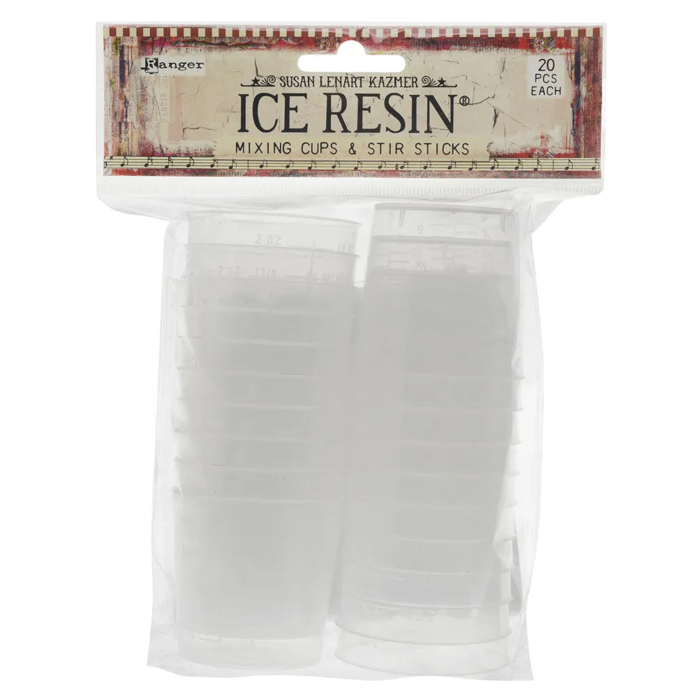 ICE Resin, Mixing Cups & White Stir Sticks (20 Pack)