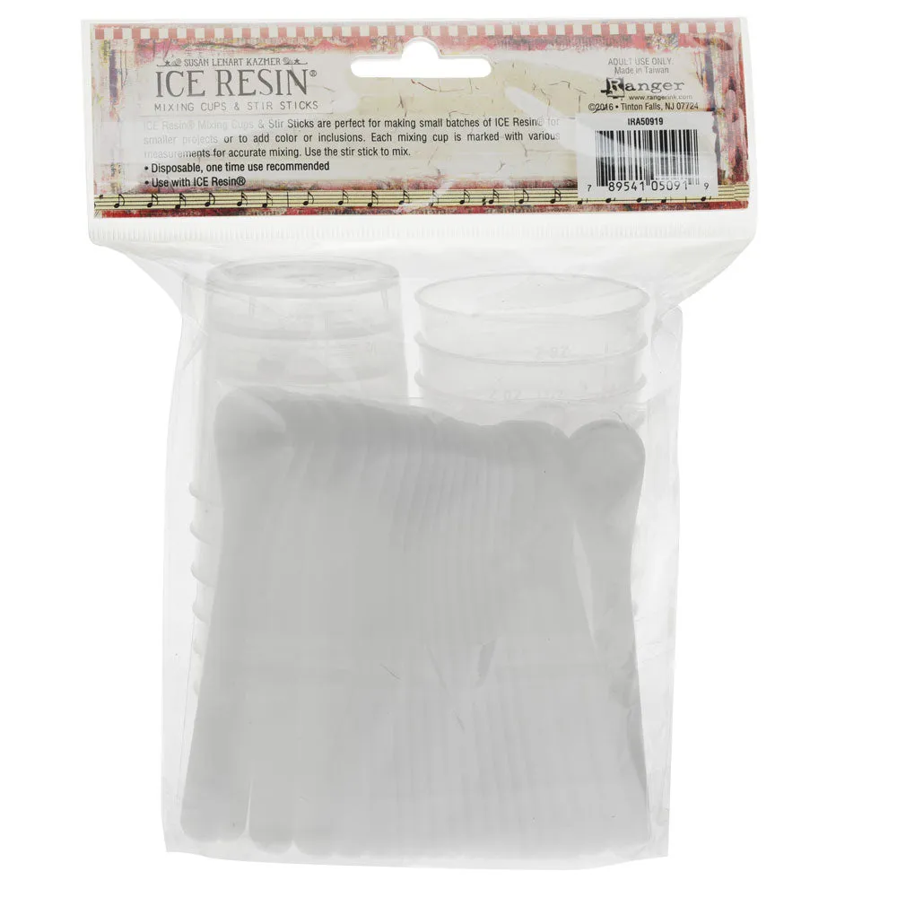 ICE Resin, Mixing Cups & White Stir Sticks (20 Pack)