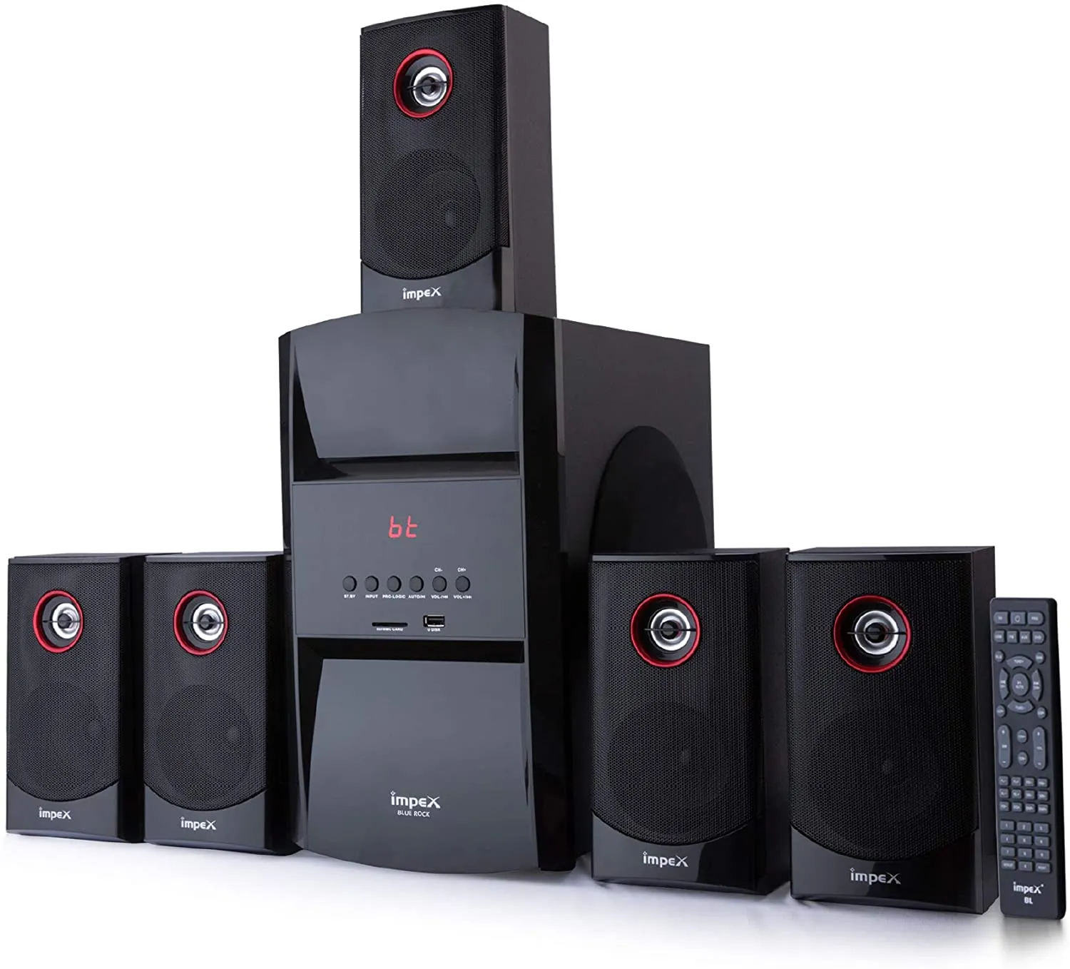 Impex HT 5103 Blue Rock 140W Multi Channel Multimedia 5.1 Speaker with 50W Sub Woofer Digital Amplifier Remote Control MP3/WMA/USB/FM Radio