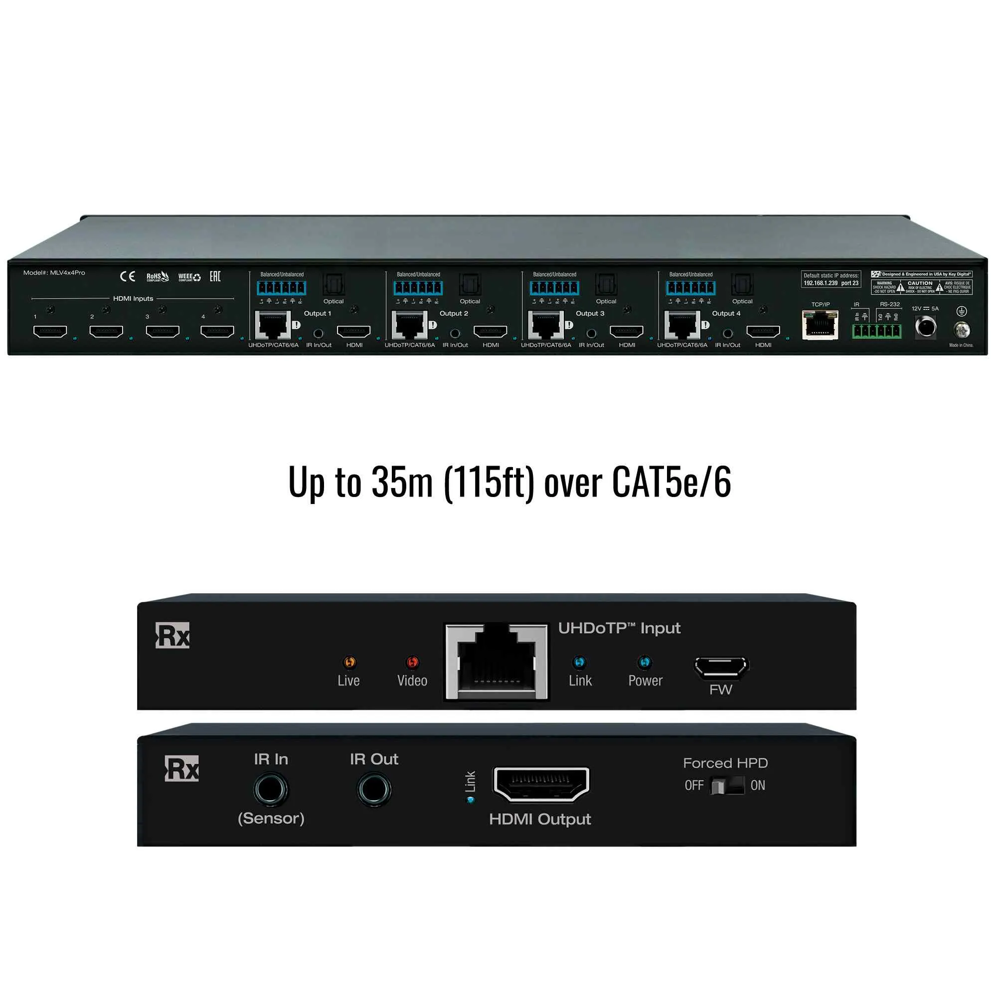 Key Digital KD-MLV4x4Pro Matrix Switcher With Multi-View Tilling