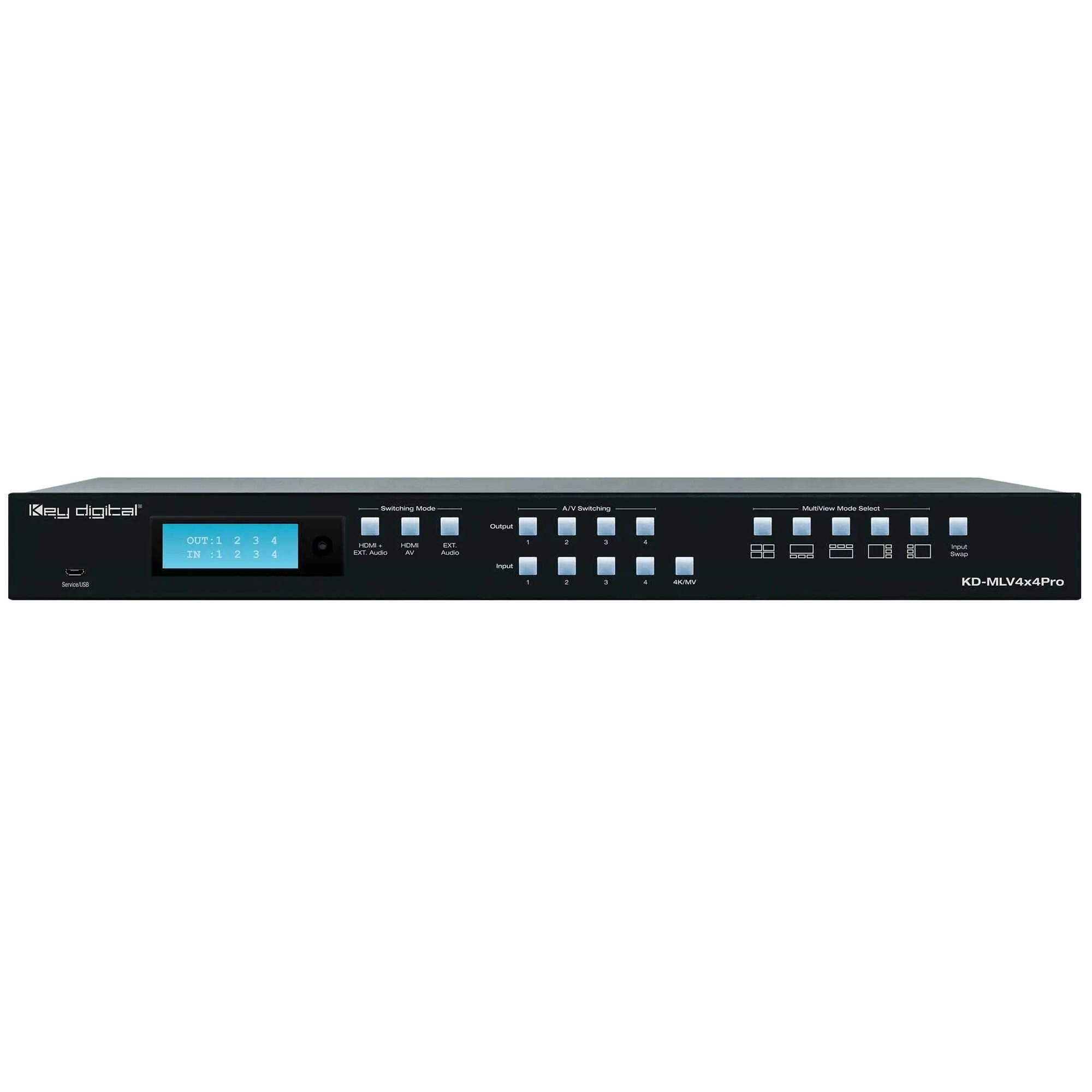 Key Digital KD-MLV4x4Pro Matrix Switcher With Multi-View Tilling