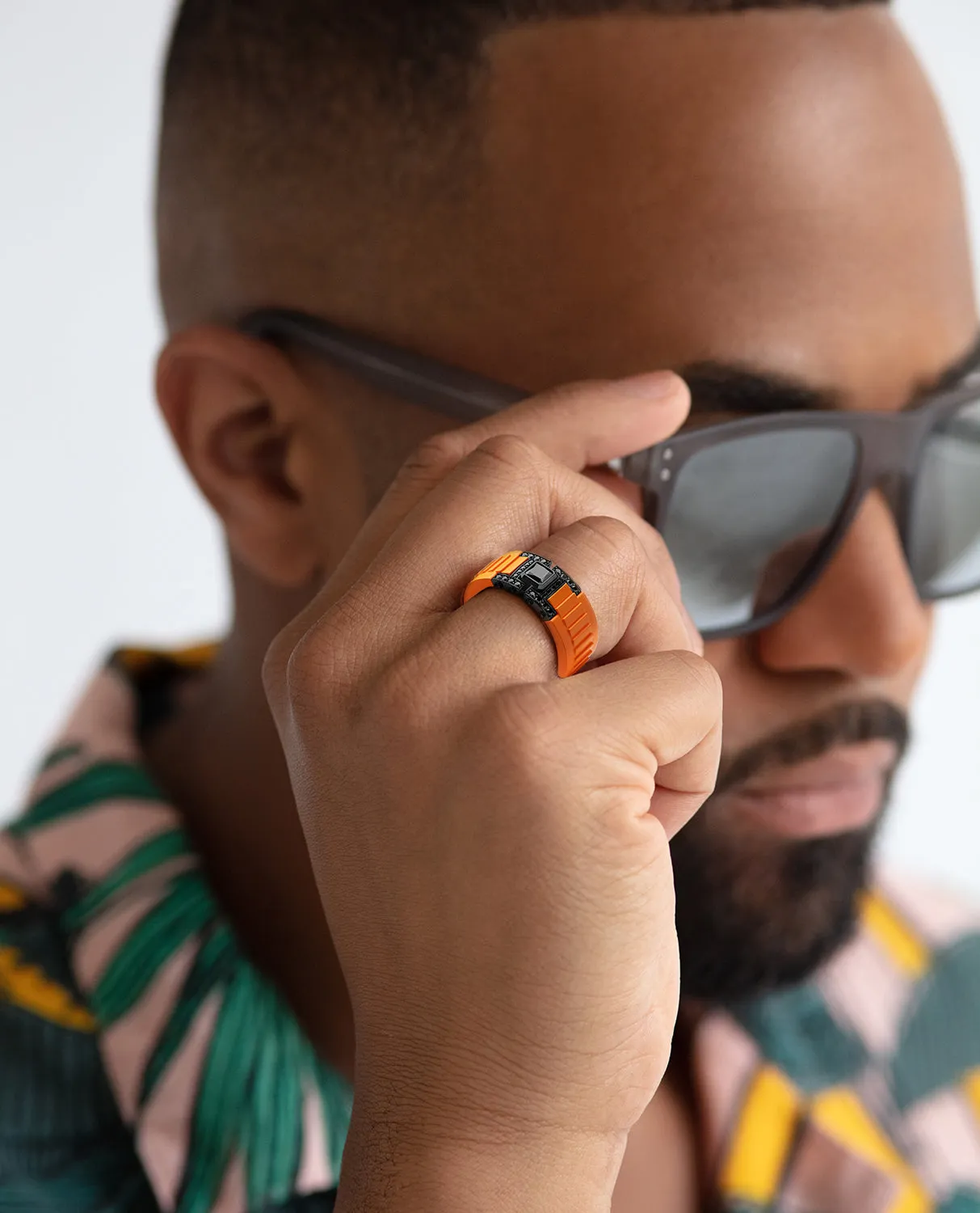 LA PAZ Atomic Silicone & EverBlak Black Gold Ring with 0.50ct Black Diamonds