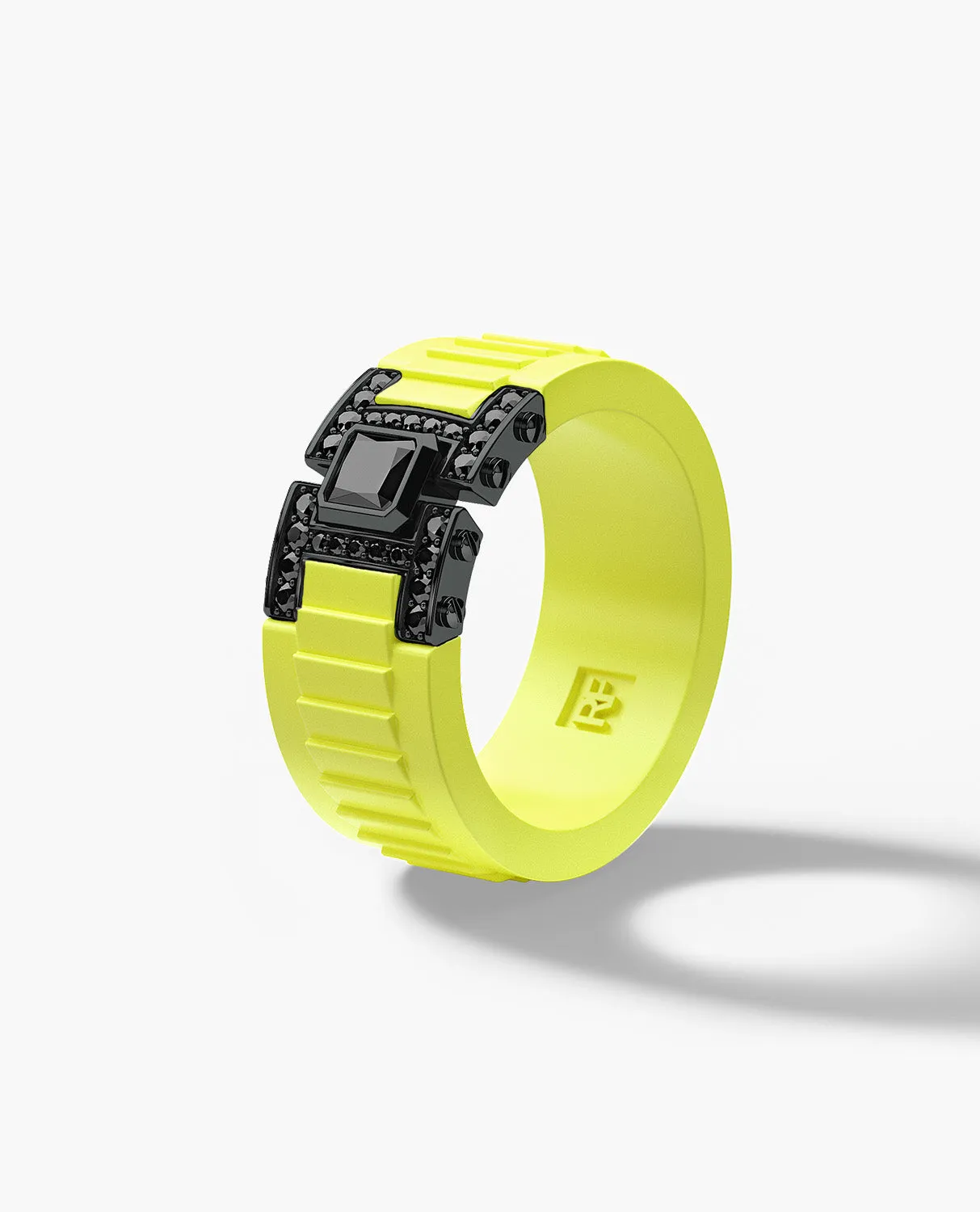 LA PAZ Atomic Silicone & EverBlak Black Gold Ring with 0.50ct Black Diamonds