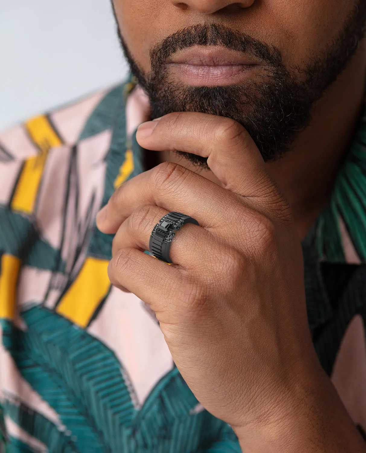 LA PAZ Atomic Silicone & EverBlak Black Gold Ring with 0.50ct Black Diamonds