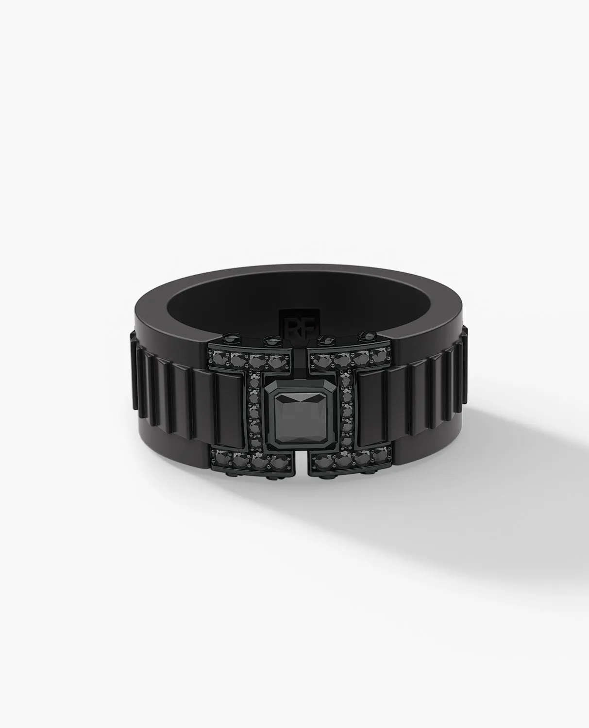 LA PAZ Atomic Silicone & EverBlak Black Gold Ring with 0.50ct Black Diamonds